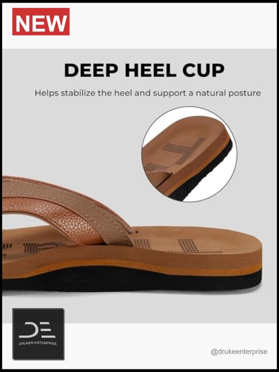 Arch Support Flip Flops for Men Summer Beach Sandals with EVA Midsole